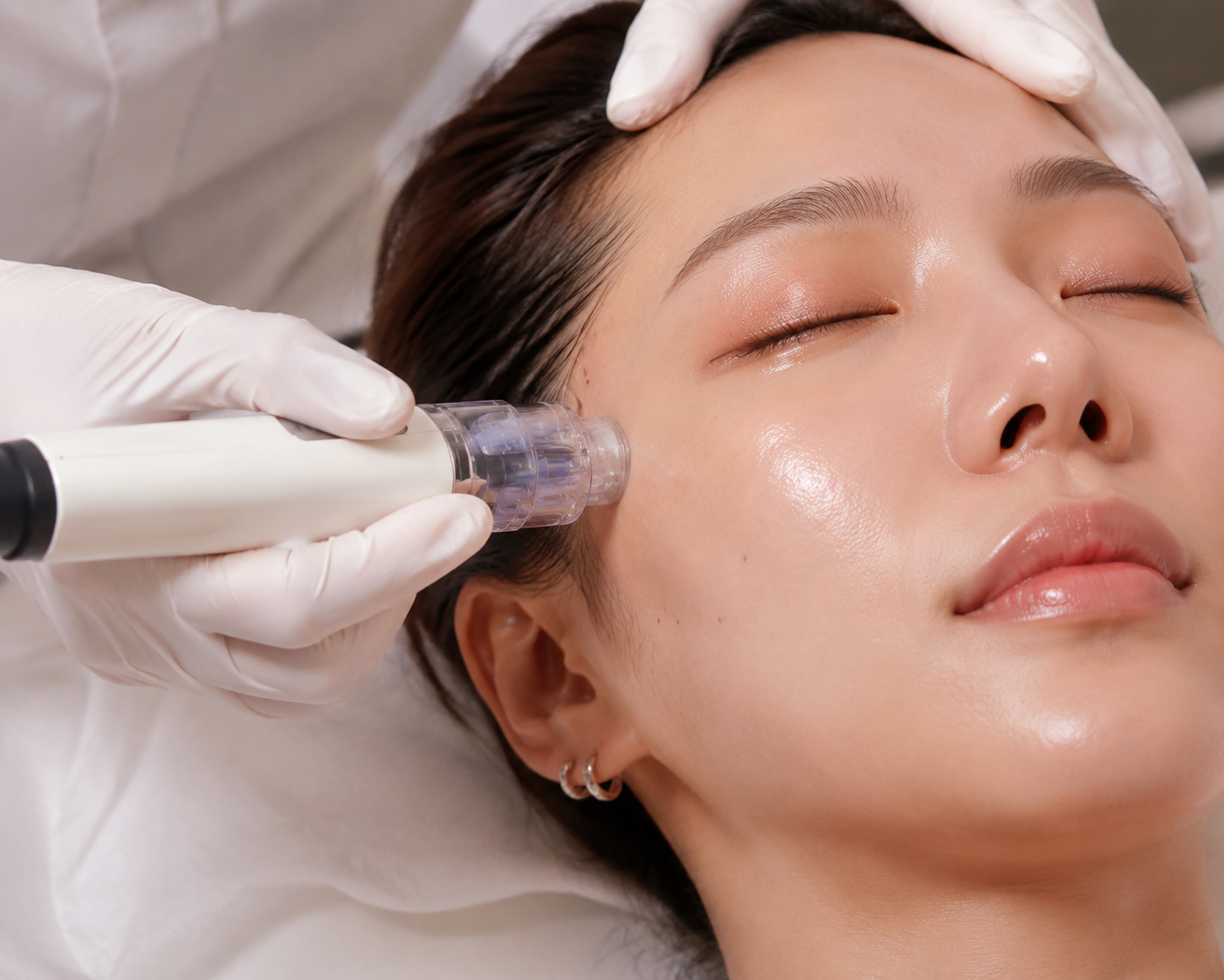 Woman receiving advanced skincare treatment